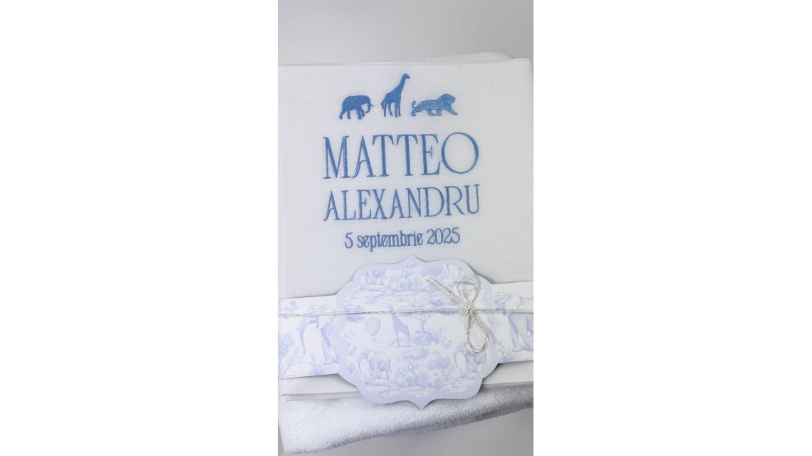 Trusou de botez Jungle Baby Toile de Jouy 15